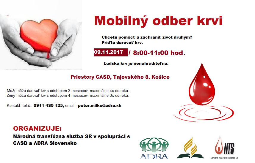 Mobilný odber krvi - November 2017